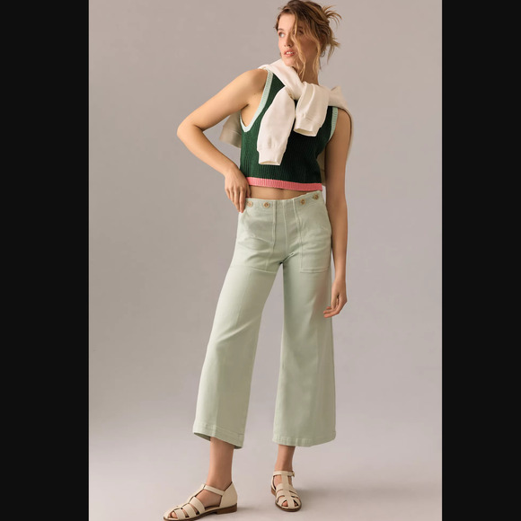 Anthropologie Kit Cropped High-Rise Wide-Leg Jeans -New 32 Waist - Picture 1 of 6